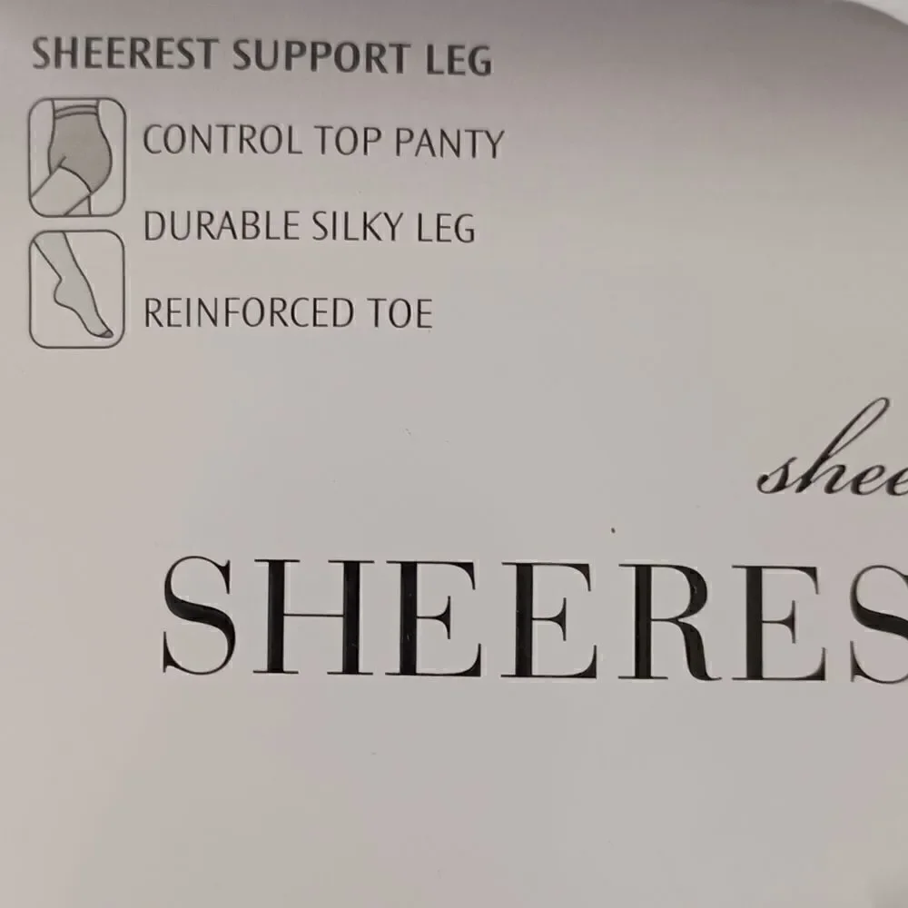 JCPenney Sheer Caress Pantyhose Stockings Sheerest Support Queen Short Bone NEW.